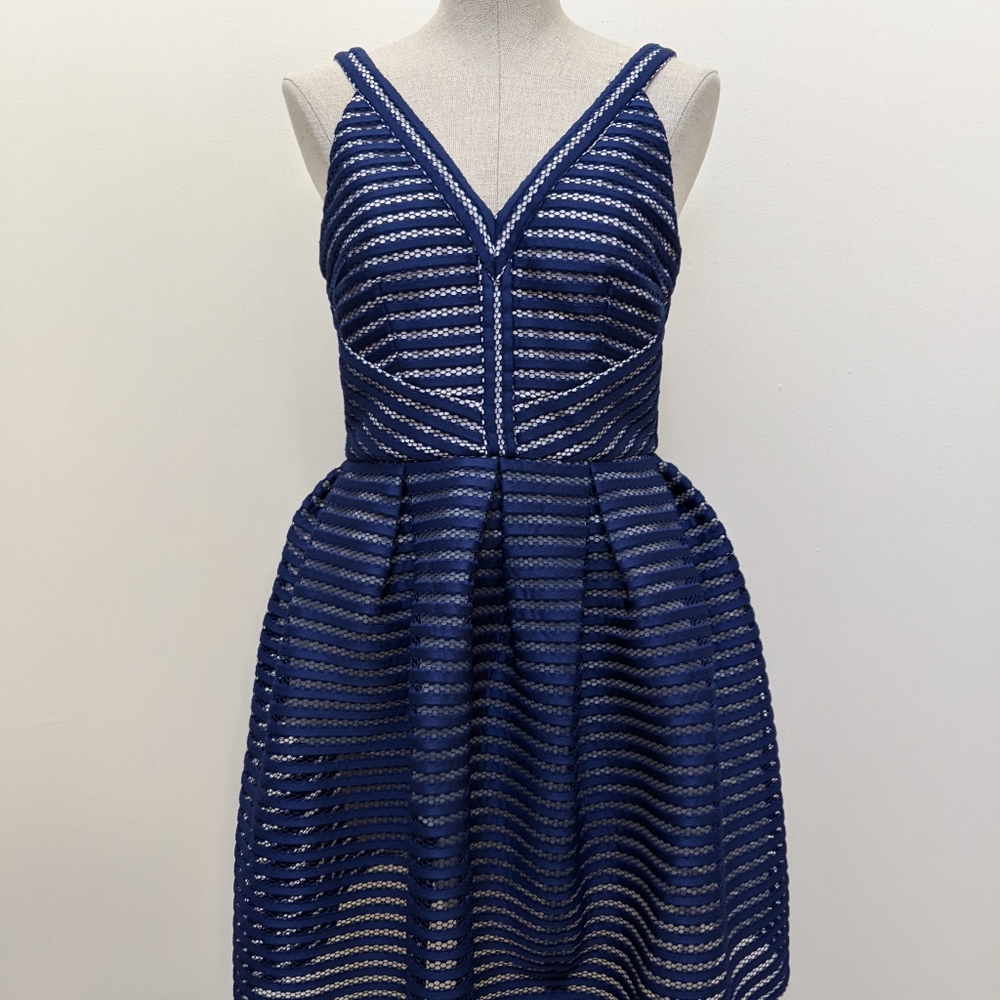 Minuet Women Stripe Fit And Flare Dress Lace